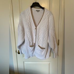 j Crew White cable knit cardigan